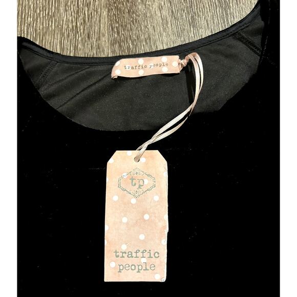 NWT Traffic People Black Velvet Bodysuit Sz XS Long Sleeve Scoop Neck One Piece - Picture 11 of 14